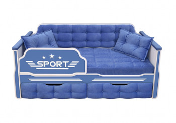 Кровать 180 серии Спорт 2 ящика 85 Синий (подушки) в Двуречье - dvureche.mebel54.com | фото
