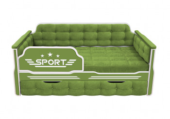 Кровать 190 серии Спорт 1 ящик 76 Зелёный (мягкие боковые накладки) в Двуречье - dvureche.mebel54.com | фото