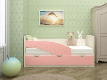 Кровать Бабочки 1,6м (Розовый металлик) в Двуречье - dvureche.mebel54.com | фото