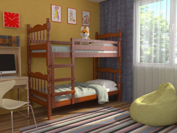 Кровать двухъярусная Соня из массива сосны 800*1890 Орех в Двуречье - dvureche.mebel54.com | фото