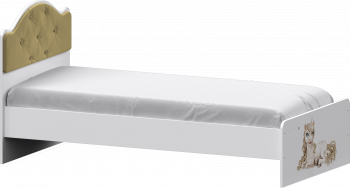 Кровать Каспер с мягкой спинкой и фотопечатью (800х1900)  Белый/Ваниль в Двуречье - dvureche.mebel54.com | фото