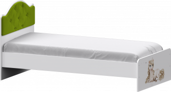 Кровать Каспер с мягкой спинкой и фотопечатью (900х1900)Белый/Лайм в Двуречье - dvureche.mebel54.com | фото