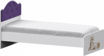 Кровать Каспер с мягкой спинкой и фотопечатью (900х2000)Белый/Фиолетовый в Двуречье - dvureche.mebel54.com | фото
