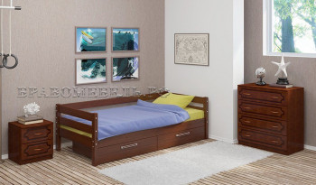 Кровать одинарная ГЛОРИЯ из массива сосны  900*2000 (Орех) в Двуречье - dvureche.mebel54.com | фото