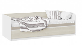 Кровать «Сканди» с 2 ящиками Дуб Гарден/Белый/Глиняный серый в Двуречье - dvureche.mebel54.com | фото