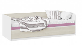Кровать «Сканди» с 2 ящиками Дуб Гарден/Белый/Лиловый в Двуречье - dvureche.mebel54.com | фото