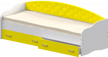 Кровать Софа-7 с мягкой спинкой (800х1900) Белый/Желтый в Двуречье - dvureche.mebel54.com | фото