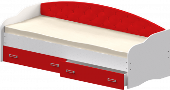 Кровать Софа-7 с мягкой спинкой (800х1900) Белый/Красный в Двуречье - dvureche.mebel54.com | фото