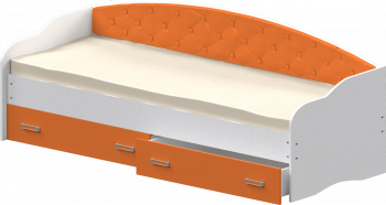 Кровать Софа-7 с мягкой спинкой (800х1900) Белый/Оранжевый в Двуречье - dvureche.mebel54.com | фото