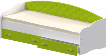 Кровать Софа-7 с мягкой спинкой (800х2000) Белый/Лайм в Двуречье - dvureche.mebel54.com | фото