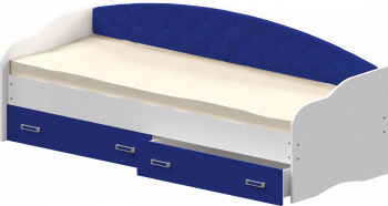 Кровать Софа-8 с мягкой спинкой (900х1900) Белый/Синий в Двуречье - dvureche.mebel54.com | фото