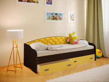 Кровать Софа-8 с мягкой спинкой (900х1900) Венге/Желтый в Двуречье - dvureche.mebel54.com | фото