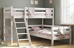 Кровать Соня вариант 8 угловая с наклонной лестницей Белый полупрозрачный в Двуречье - dvureche.mebel54.com | фото