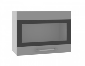 Норд ШВГС 600 Шкаф верхний горизонтальный со стеклом (Софт черный/корпус Белый) в Двуречье - dvureche.mebel54.com | фото