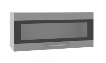 Норд ШВГС 800 Шкаф верхний горизонтальный со стеклом (Софт черный/корпус Белый) в Двуречье - dvureche.mebel54.com | фото
