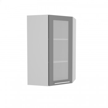 Норд ШВУС 600Н Шкаф верхний угловой (премьер) высокий (Софт черный/корпус Белый) в Двуречье - dvureche.mebel54.com | фото