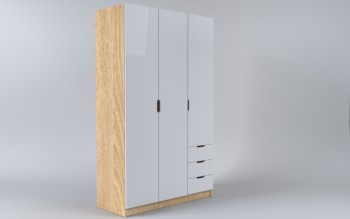 Шкаф 3-х створчатый с ящиками Лофт (Белый/корпус Дуб Сонома) в Двуречье - dvureche.mebel54.com | фото