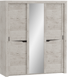 Шкаф трехдверный Соренто с раздвижными дверями Дуб бонифаций/Кофе структурный матовый в Двуречье - dvureche.mebel54.com | фото