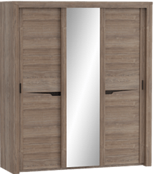 Шкаф трехдверный Соренто с раздвижными дверями Дуб стирлинг/Кофе структурный матовый в Двуречье - dvureche.mebel54.com | фото