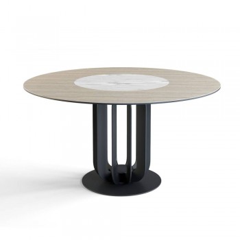 Стол круглый Rotor (160), шпон + керамика светлая в Двуречье - dvureche.mebel54.com | фото